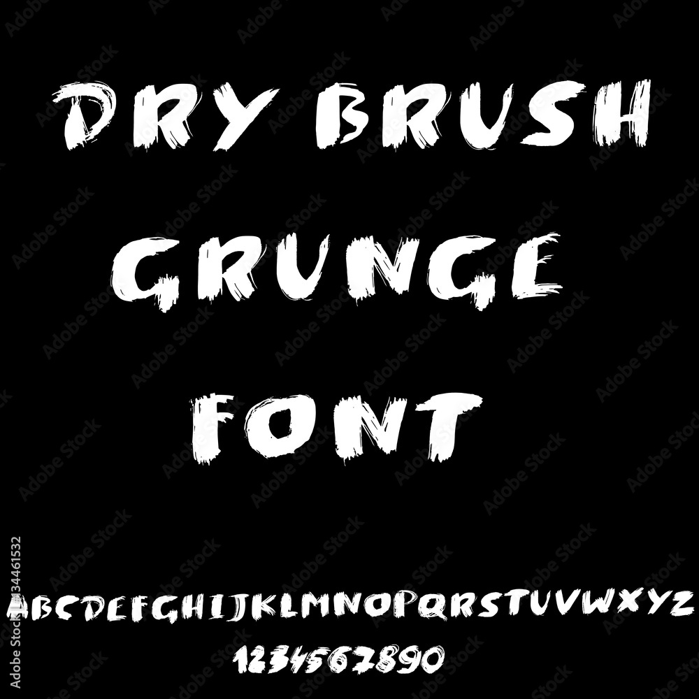 Hand drawn font made by dry brush strokes. Grunge style alphabet Hand drawn font made by dry brush strokes. Grunge style alphabet