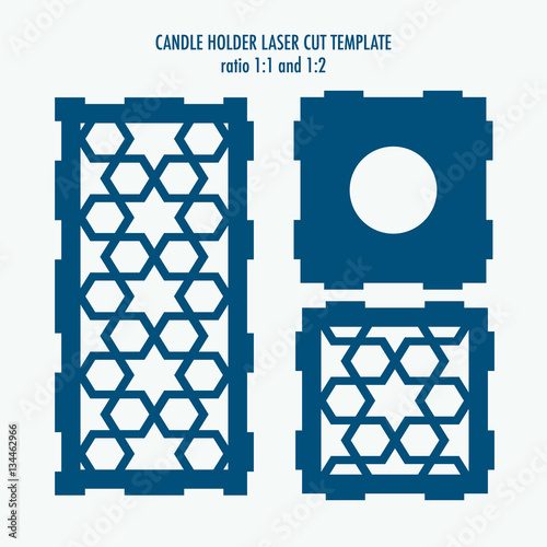 Laser cut template for candle holder. DIY laser cutting template for diy, interior elements, wood carving, paper cutting, scrapbooking