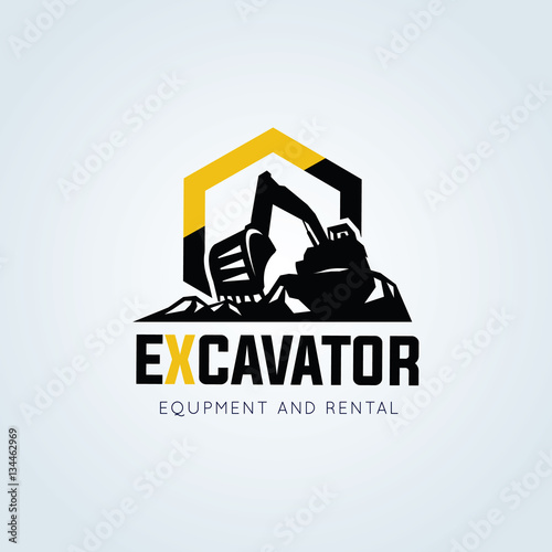 Backhoe and excavator logo template.