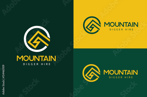 Backhoe and excavator logo template.