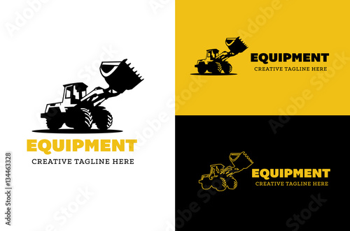 Backhoe and excavator logo template.