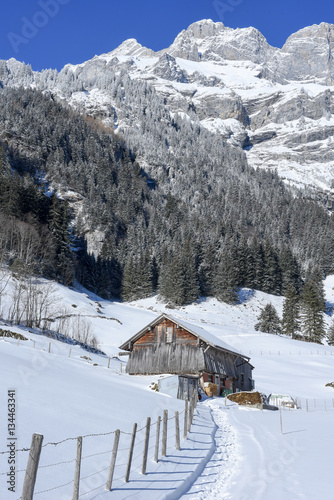 Rural winter landscape of Engelberg