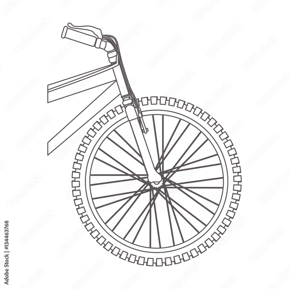 Fototapeta premium silhouette front part bicycle in closeup vector illustration