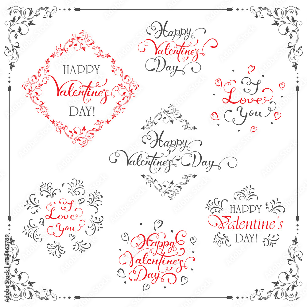 Lettering Happy Valentines Day on white background Lettering Happy Valentines Day on white background