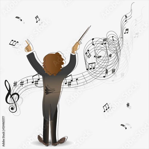 Magic of music. Conductor. The composition for the design of advertising leaflets, illustrations, concert programs, announcement of performances in magazines, Newspapers, websites.