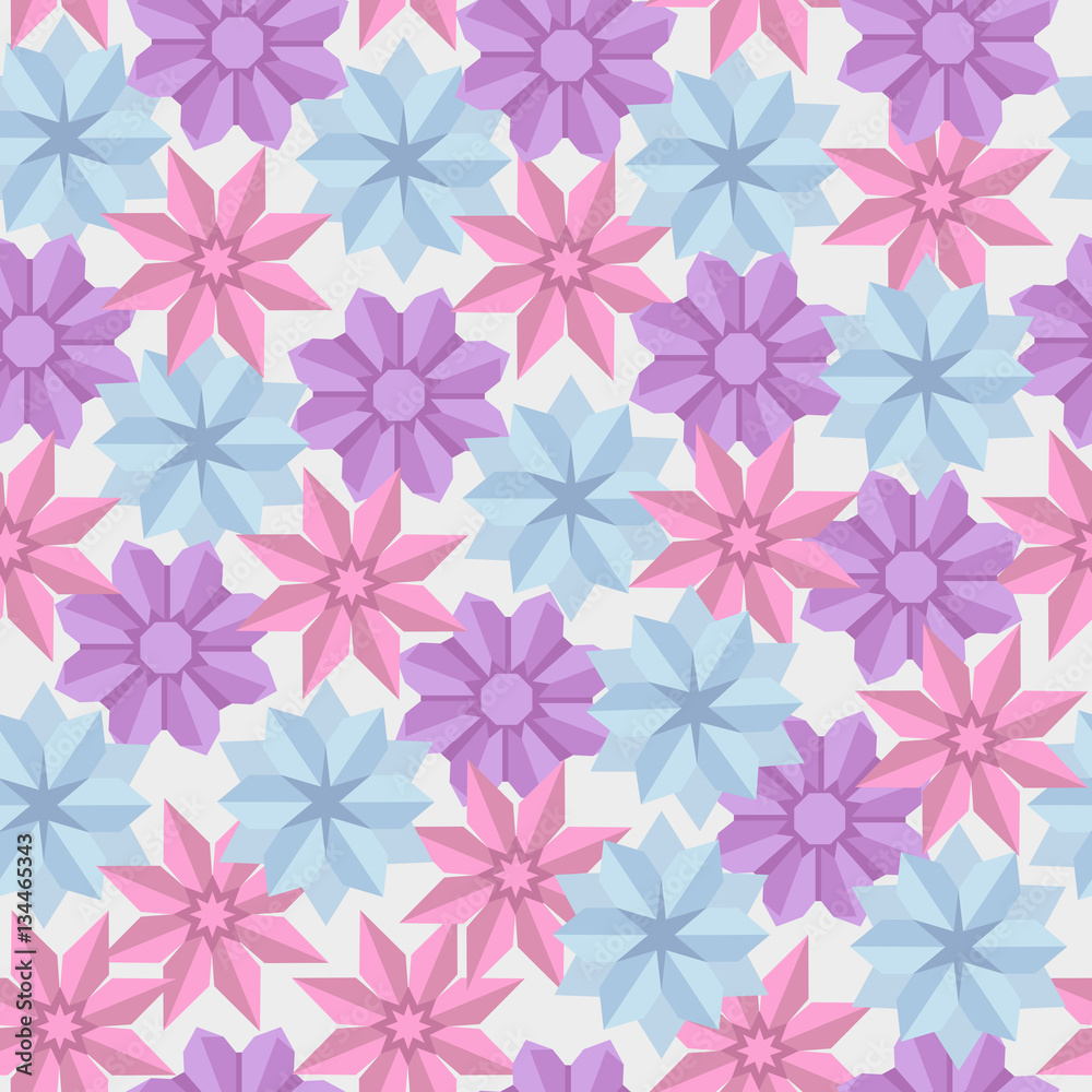 Vector seamless pattern of paper origami flowers Vector seamless pattern of paper origami flowers