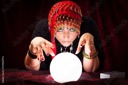 Obraz na plátne Crazy Fortune Teller With Crystal Ball
