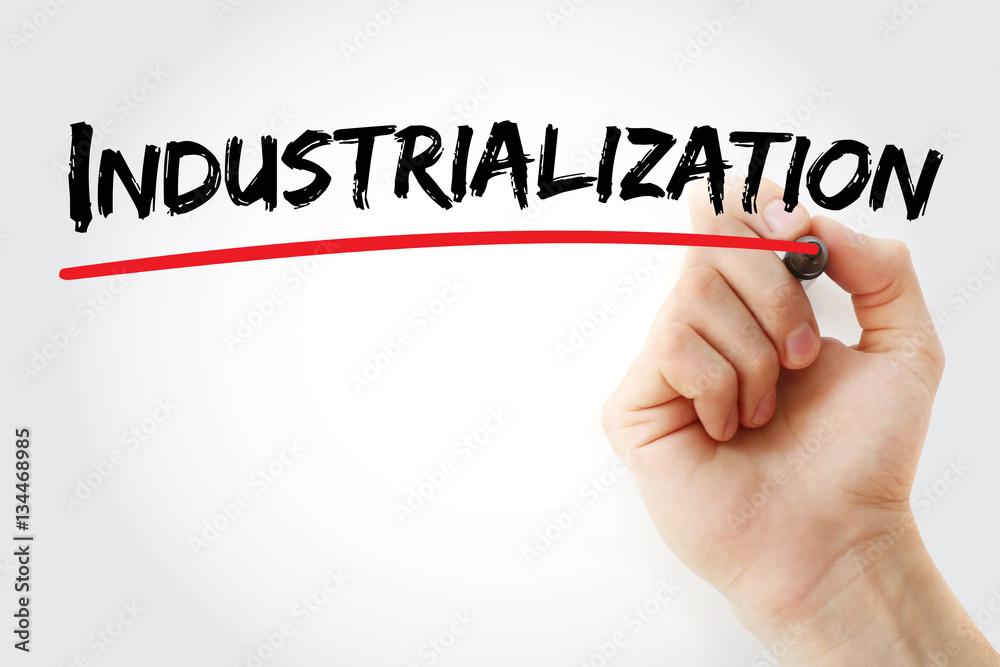 Hand writing Industrialization with marker, concept background Hand writing Industrialization with marker, concept background