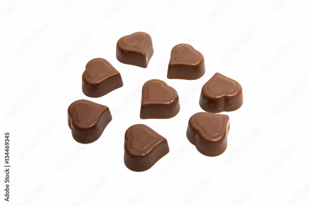 chocolate candy hearts isolated