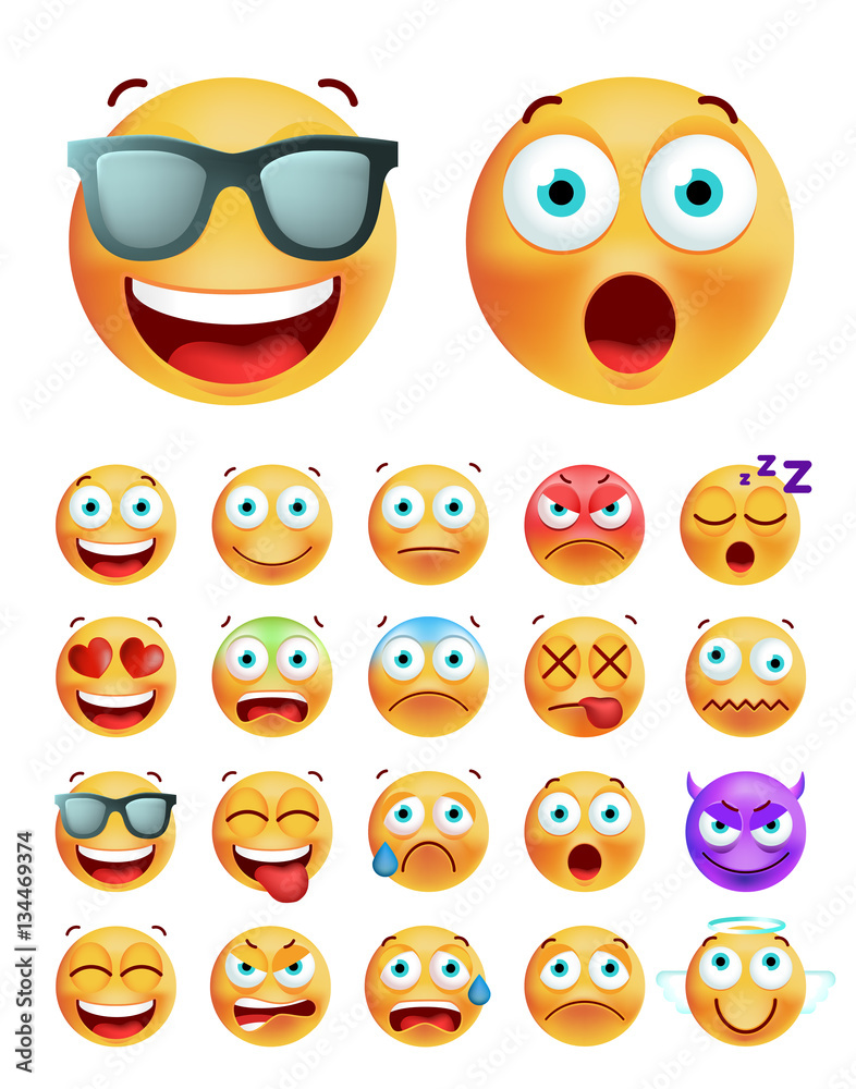 Set of Cute Emoticons on White Background. Isolated Vector Illustration Set of Cute Emoticons on White Background. Isolated Vector Illustration