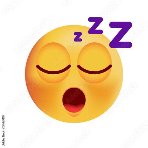 Cute Sleeping Emoticon on White Background. Isolated Vector Illustration 