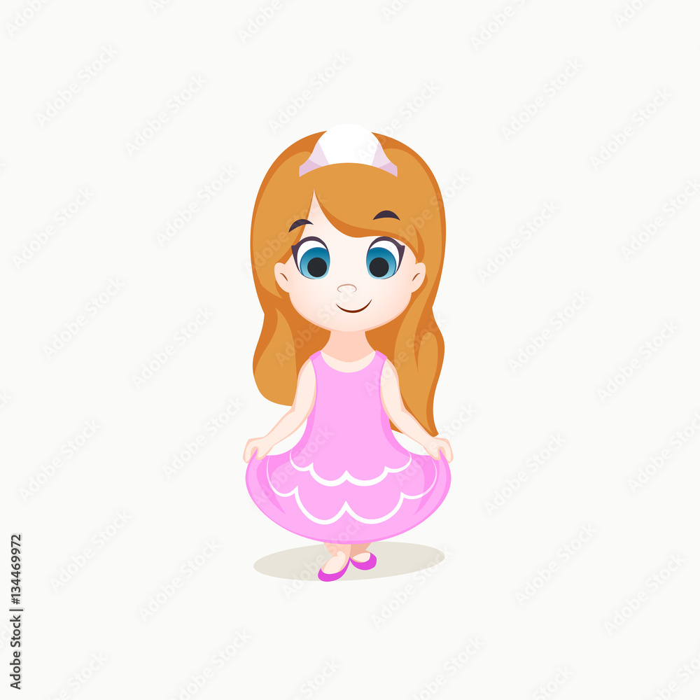 Little cute girl princess isolated on white. Vector illustration Little cute girl princess isolated on white. Vector illustration