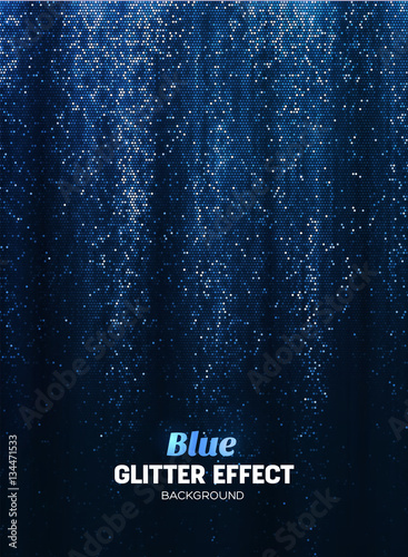 Magic Glitter Background in blue Color. Poster Backdrop with Shine Elements.