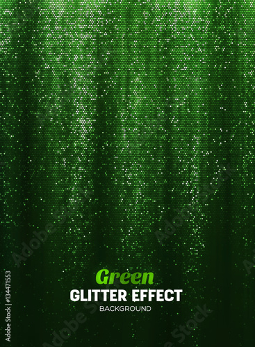Magic Glitter Background in green Color. Poster Backdrop with Shine Elements.