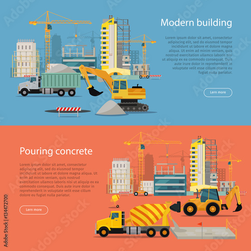 Modern Building. Process of Pouring Concrete.