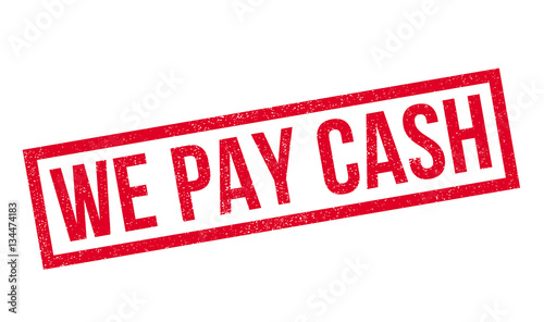 We Pay Cash rubber stamp. Grunge design with dust scratches. Effects can be easily removed for a clean, crisp look. Color is easily changed.