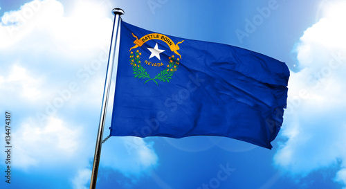 nevada flag, 3D rendering, on a cloud background