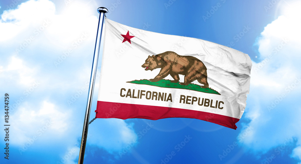 california flag, 3D rendering, on a cloud background