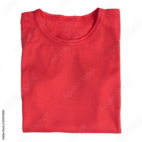 Folded red t-shirt on white