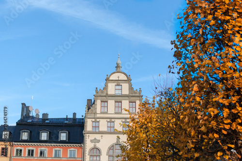 Ancient buildings in the Old city in clear autumn day. photo