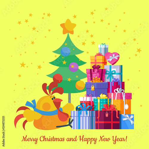 Merry Christmas and Happy New Year. Vector Card