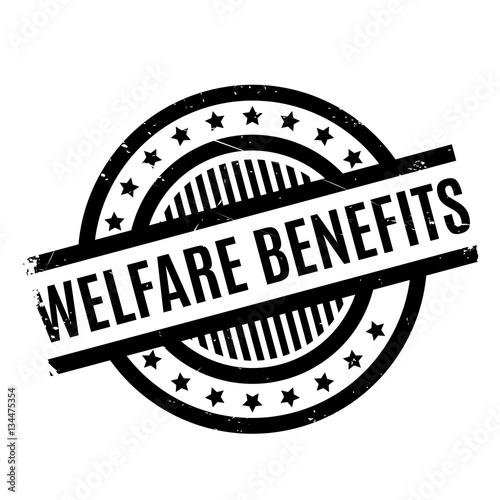 Welfare Benefits rubber stamp. Grunge design with dust scratches. Effects can be easily removed for a clean, crisp look. Color is easily changed.