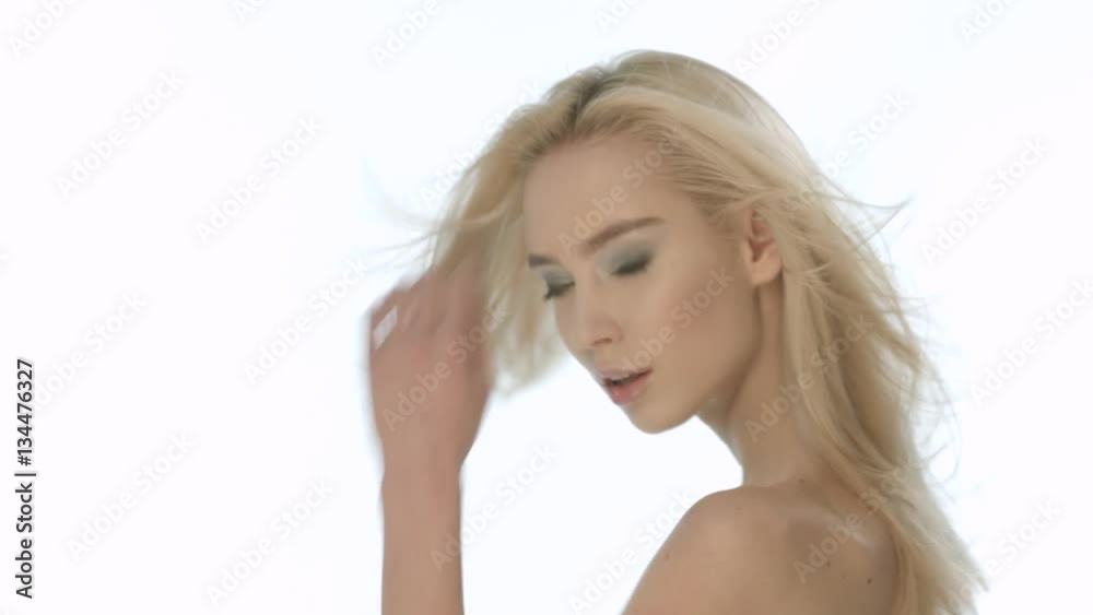 Portrait of beautiful Ukrainian fashion model on white background Portrait of beautiful Ukrainian fashion model on white background