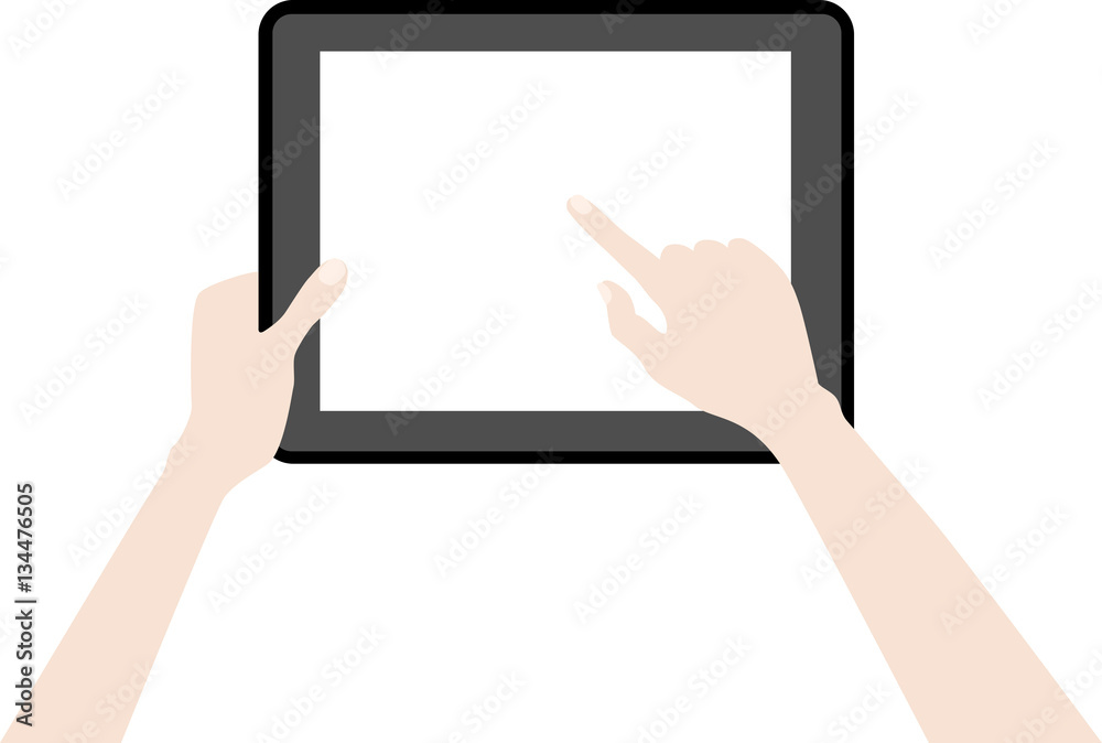 Human hands holding a tablet touch computer gadget Human hands holding a tablet touch computer gadget
