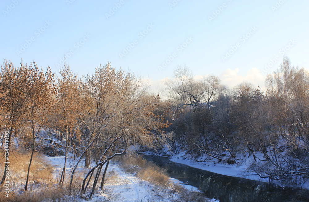 River with snow in winter