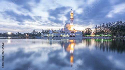 Reflections of Tengku Tengah Zaharah Mosque  floating mosque   Kuala Ibai Terengganu  Malaysia