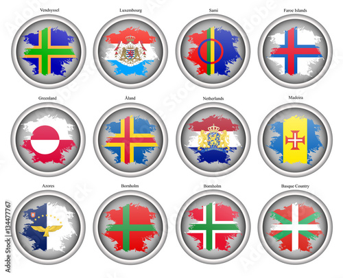 Set of icons. Flags of the Europe. Vector.