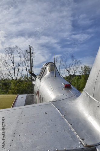 Airplane aluminum fuselage with rivets photo