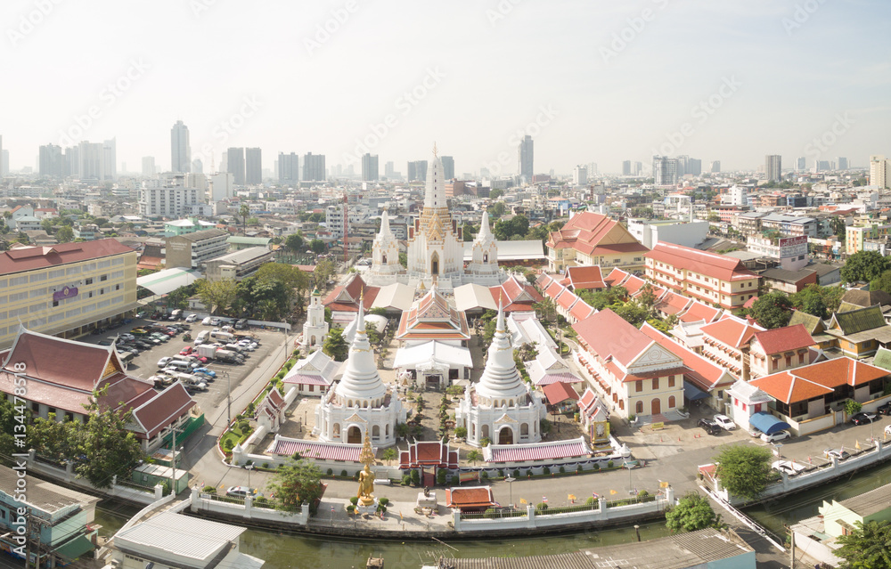 White temple panorama in Bangkok
