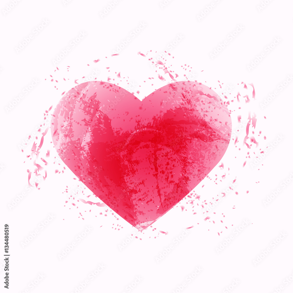 Abstract watercolor pink heart