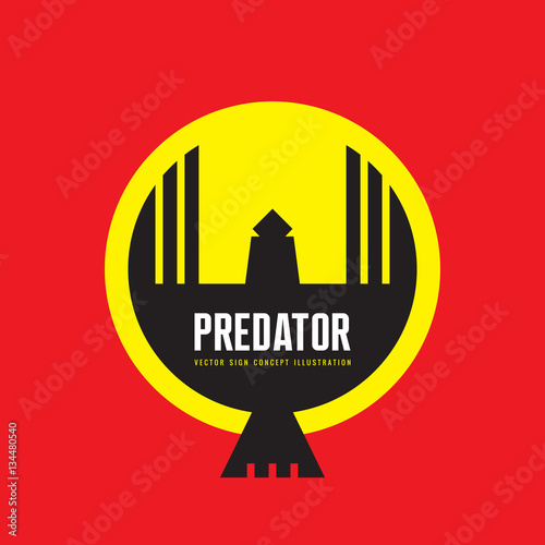 Eagle predator - vector logo template concept illustration. Bird graphic sign. Wings silhouette. Heraldic symbol. Design element.
