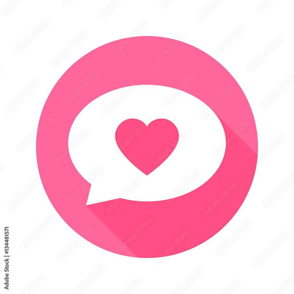 Speech bubble heart flat icon vector Speech bubble heart flat icon vector