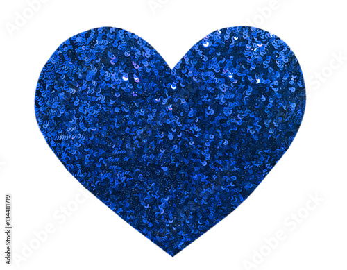 Round glitter blue sequin in heart shape