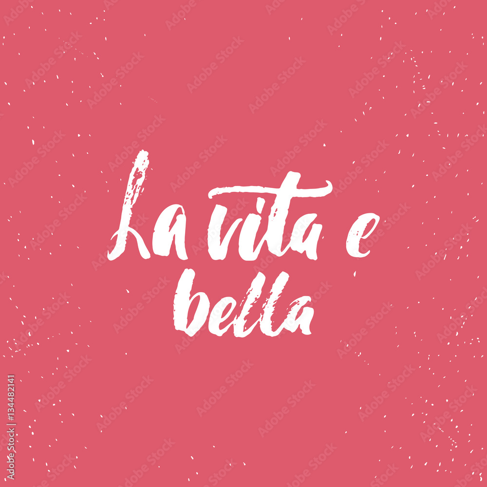 La vita e bella - lettering calligraphy Italian phrase what means Life is Beautiful isolated on the background. Fun brush ink typography for photo overlays, t-shirt print, poster design