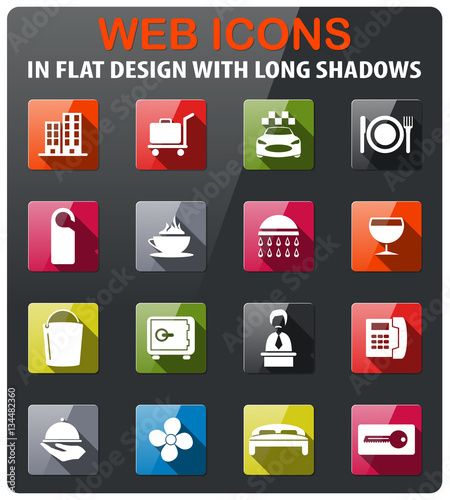 hotel room services icon set