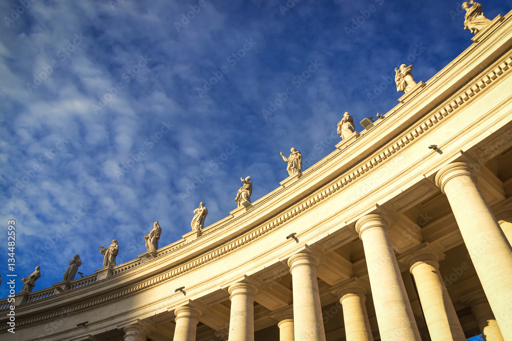 Famous colonnade of St. Peter's Basilica in Vatican, Rome, Italy
