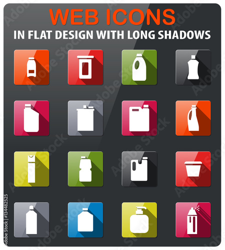 household chemicals icon set