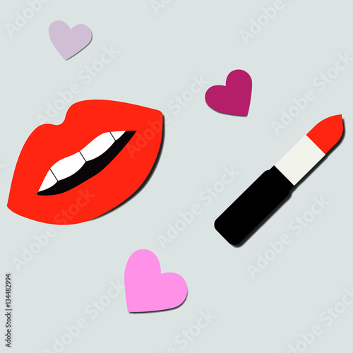 Vector elements of lips and lipstick