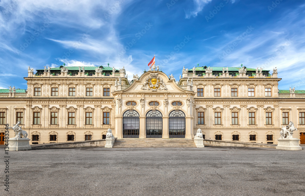 A woderful front view of Belvedere palace in Vienna