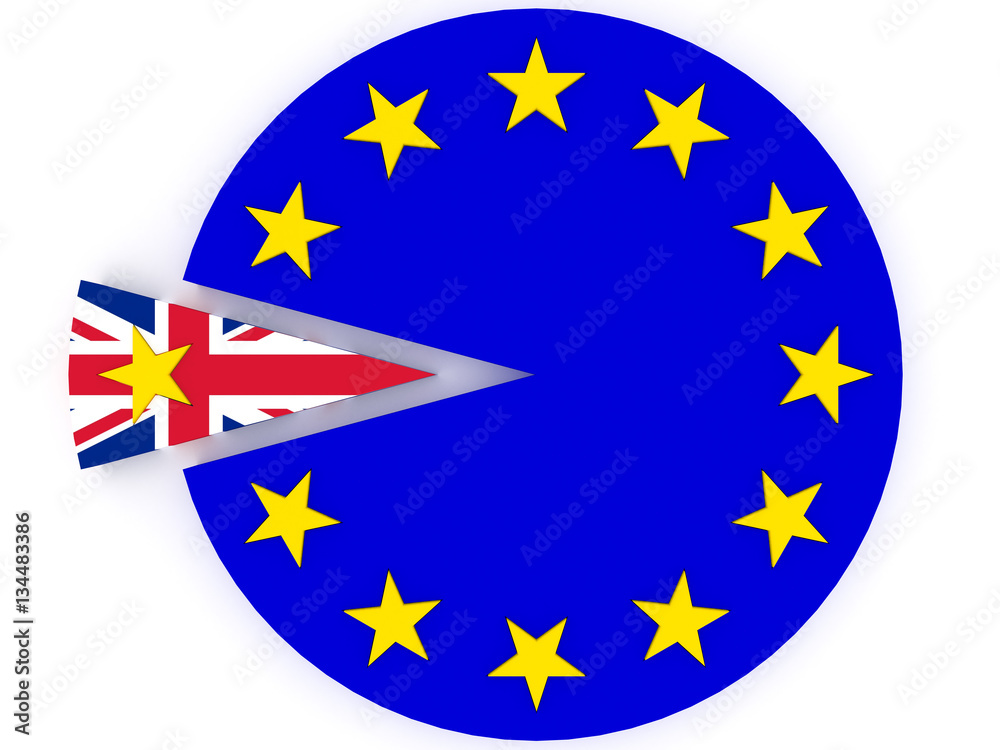 Brexit - United Kingdom departs from European Union - 3D render Brexit - United Kingdom departs from European Union - 3D render