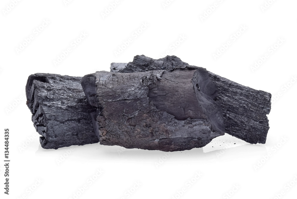 Natural wood charcoal isolated on white background Natural wood charcoal isolated on white background