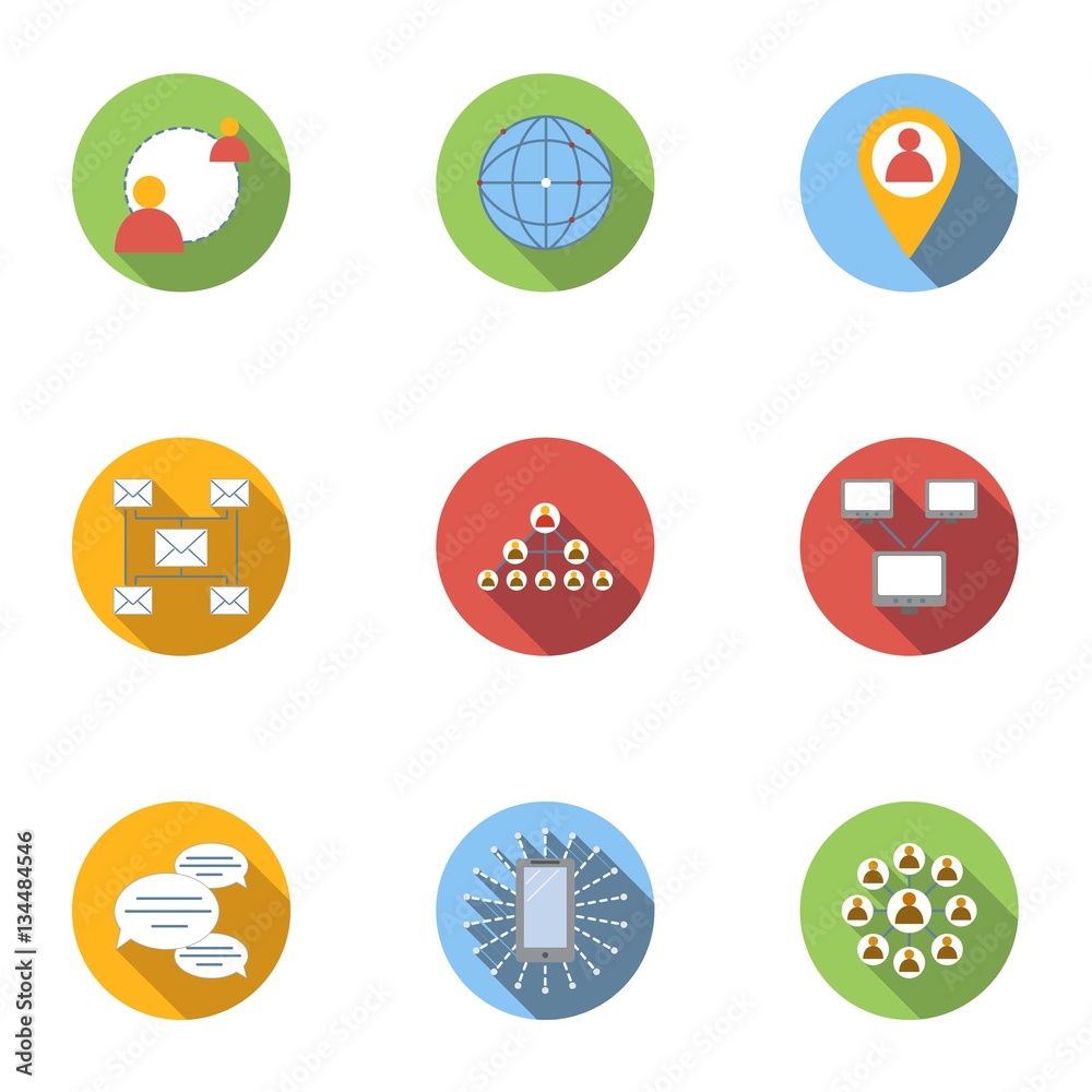 Internet connection icons set, flat style