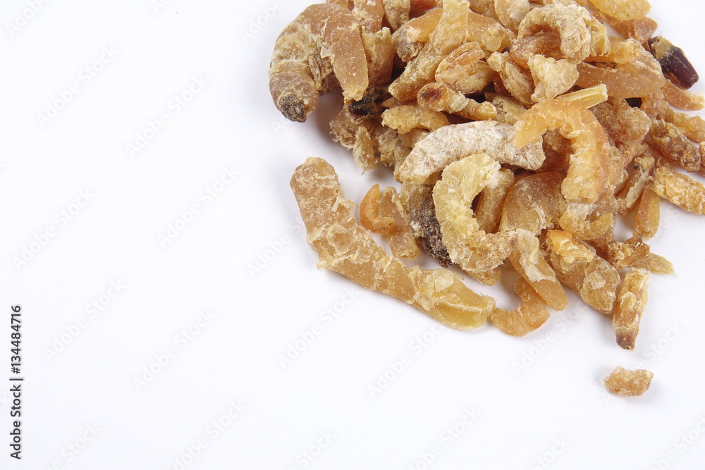 Deep fried shrimps, fritter shrimps, milanese shrimps on white background, small prawn,