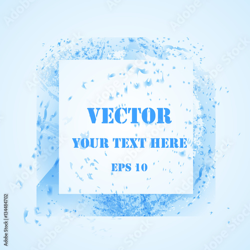 Vector watercolor blue background. Abstract frame. Element for your design