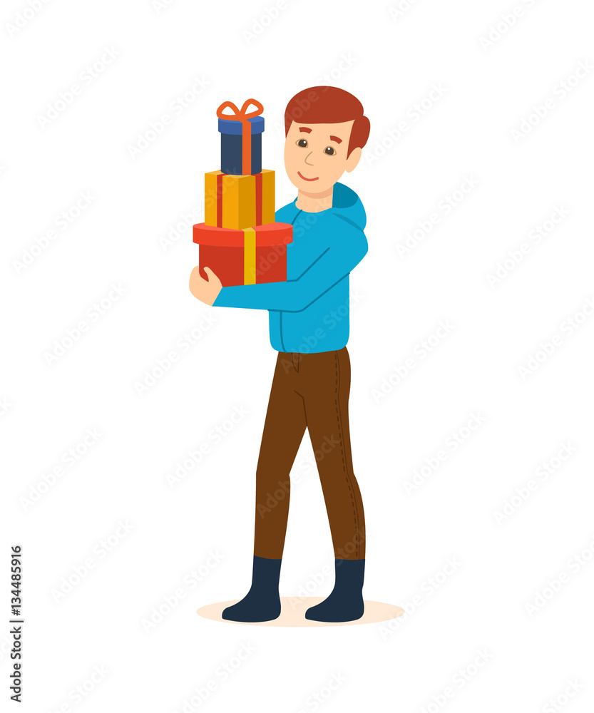 The guy in the store bought festive Christmas presents The guy in the store bought festive Christmas presents