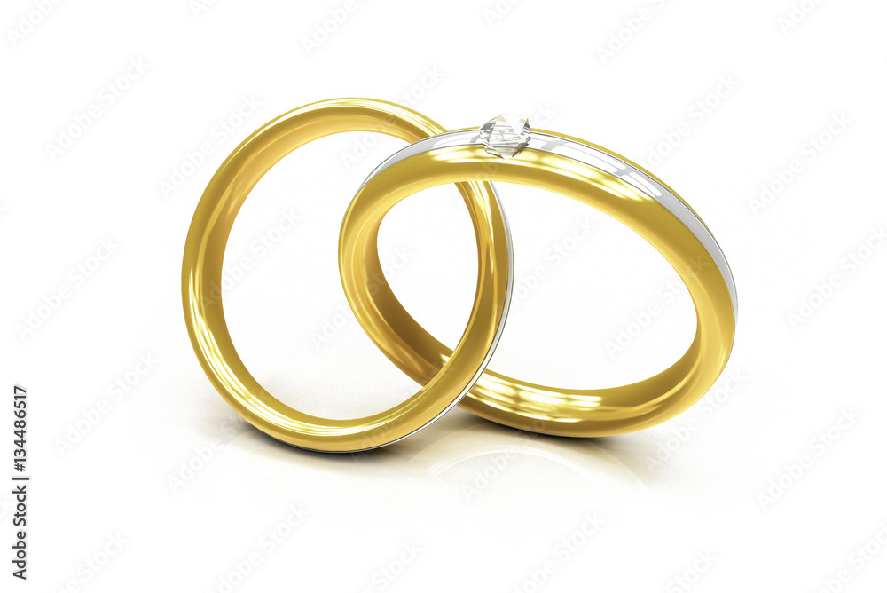 Zwei Ringe aus Gold mit Diamant - Konzept Hochzeit, Verlobung, Liebe  Stock-Illustration | Adobe Stock